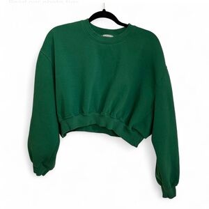 Green Cropped Zara crewneck Sweatshirt